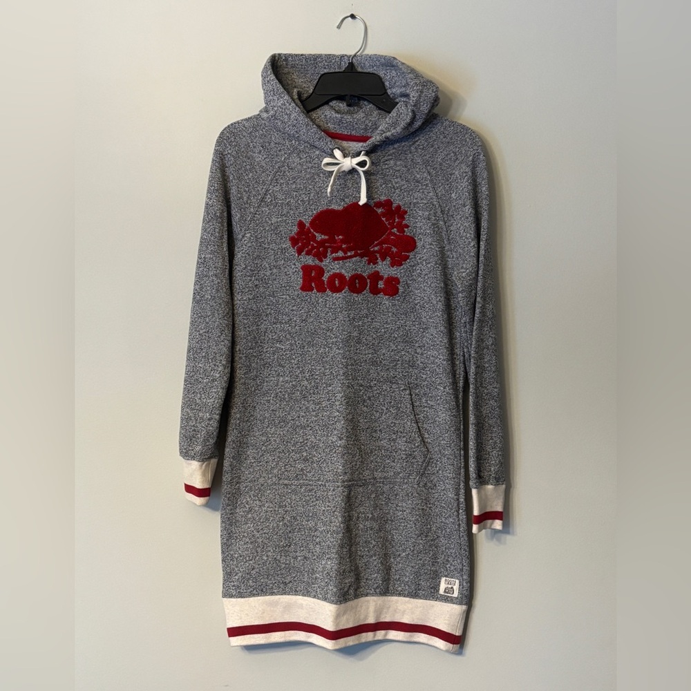 Roots Heather Gray Hoodie Dress with Red Accents